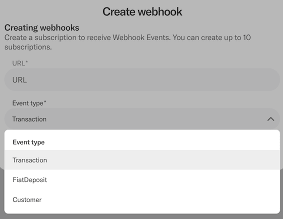 Create new webhook